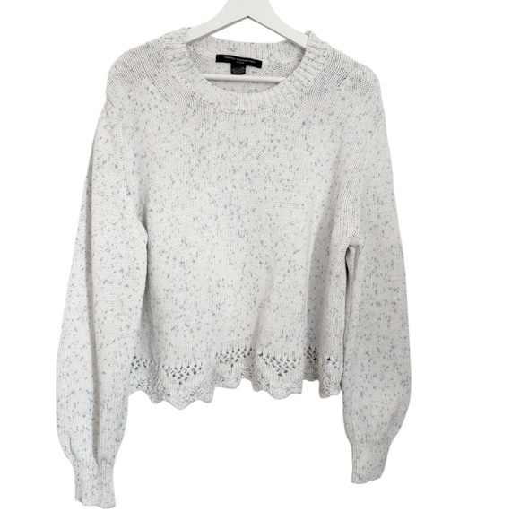 French Connection Ivory Speckled Scalloped Hem Sweater - Picture 2 of 9